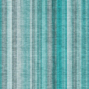 HomeRoots 5' Stylish Teal and Ivory Striped Washable Area Rug with UV Protection for Coastal Living Spaces 648414