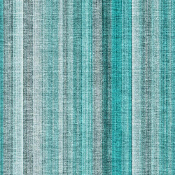HomeRoots 5' Stylish Teal and Ivory Striped Washable Area Rug with UV Protection for Coastal Living Spaces 648414