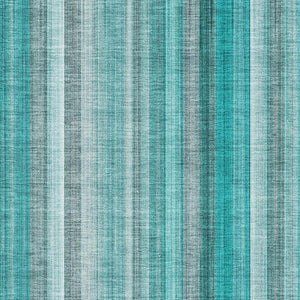HomeRoots 8' x 10' Teal & Ivory Striped Area Rug - Washable, UV Protected, Stain Resistant for Busy Homes 648416