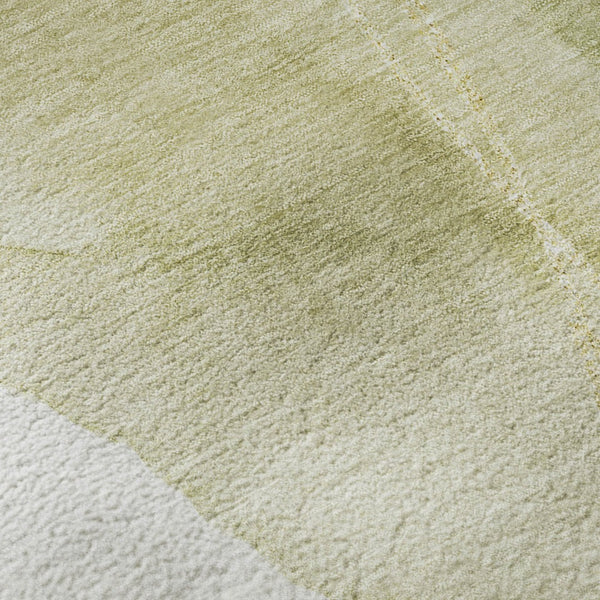HomeRoots 8' Washable Green Gold and Ivory Abstract Round Rug with UV Protection for Modern Living Spaces 648421
