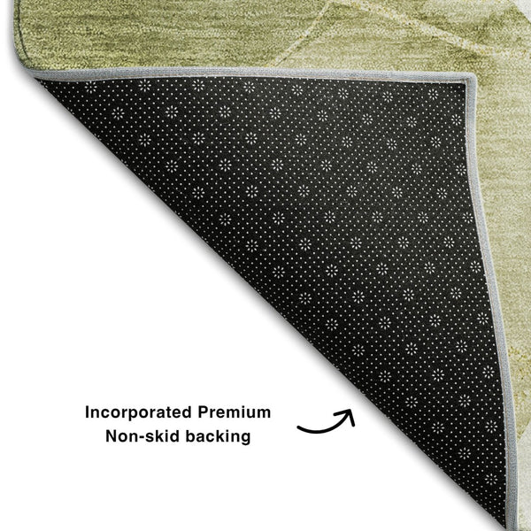 HomeRoots 10' X 14' Washable Green Gold and Ivory Abstract Area Rug - UV Protected, Durable for Busy Homes 648424