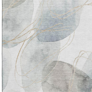HomeRoots 9' X 12' Abstract Ivory and Beige Area Rug – Washable, UV-Protected, Perfect for Busy Homes! 648429