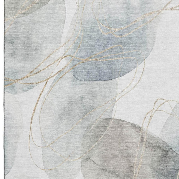 HomeRoots 9' X 12' Abstract Ivory and Beige Area Rug – Washable, UV-Protected, Perfect for Busy Homes! 648429