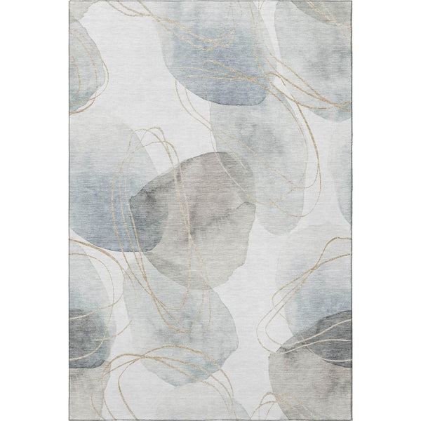 HomeRoots 10' X 14' Ivory and Beige Abstract Washable Area Rug - Durable, UV-Protected, Family-Friendly Design 648430