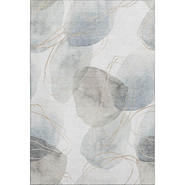 HomeRoots 10' X 14' Ivory and Beige Abstract Washable Area Rug - Durable, UV-Protected, Family-Friendly Design 648430