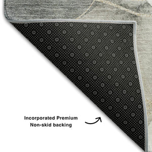 HomeRoots 10' X 14' Ivory and Beige Abstract Washable Area Rug - Durable, UV-Protected, Family-Friendly Design 648430