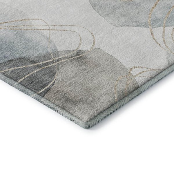 HomeRoots 10' X 14' Ivory and Beige Abstract Washable Area Rug - Durable, UV-Protected, Family-Friendly Design 648430