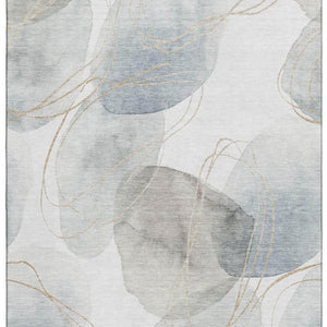 HomeRoots 10' X 14' Ivory and Beige Abstract Washable Area Rug - Durable, UV-Protected, Family-Friendly Design 648430