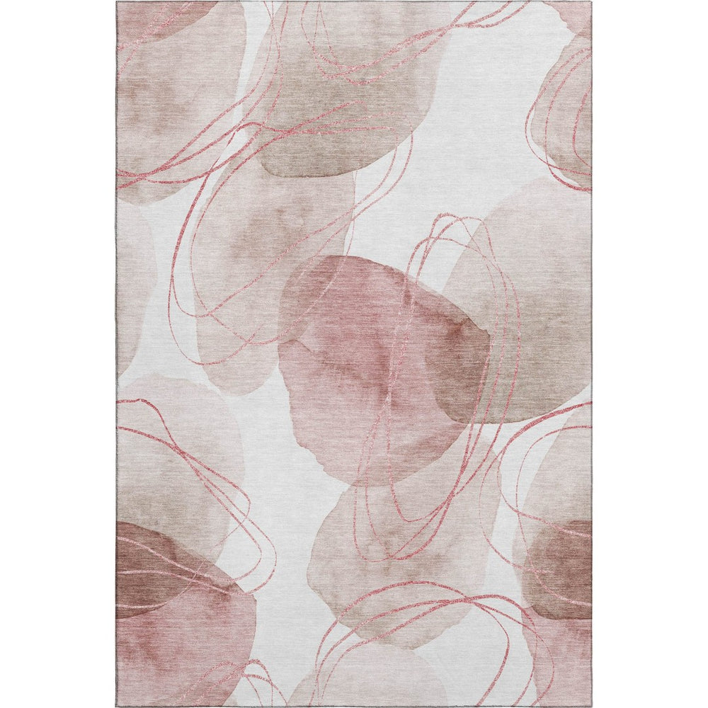 HomeRoots 5' X 8' Merlot & Ivory Abstract Area Rug – Washable, UV-Protected, Stylish & Durable for Any Room 648432
