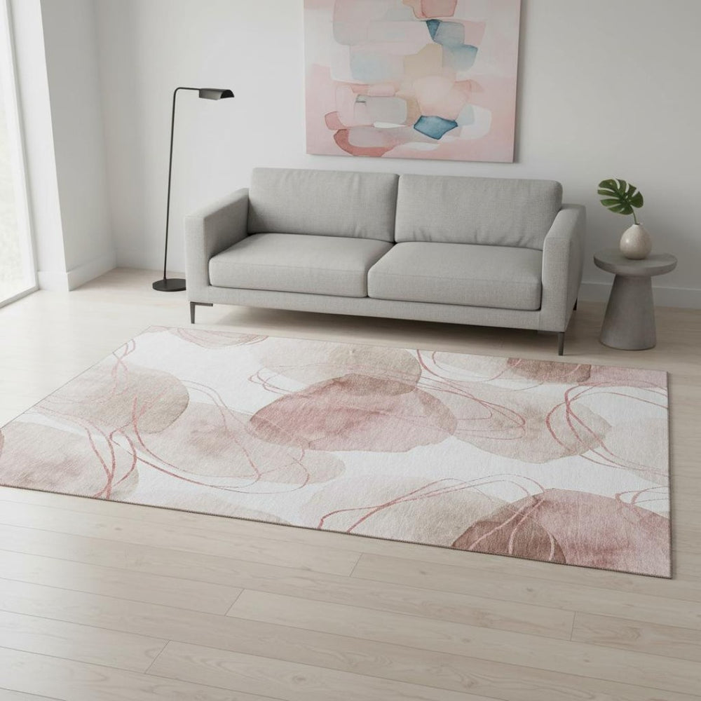 HomeRoots 5' X 8' Merlot & Ivory Abstract Area Rug – Washable, UV-Protected, Stylish & Durable for Any Room 648432