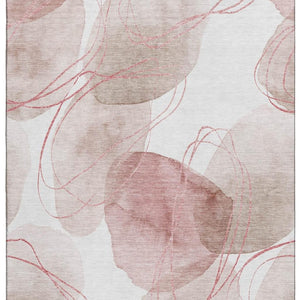HomeRoots 8' X 10' Merlot & Ivory Abstract Area Rug - Washable, Stain Resistant, UV Protected for Modern Homes 648434
