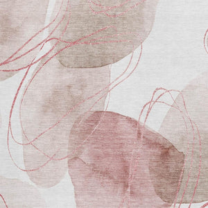 HomeRoots 8' X 10' Merlot & Ivory Abstract Area Rug - Washable, Stain Resistant, UV Protected for Modern Homes 648434
