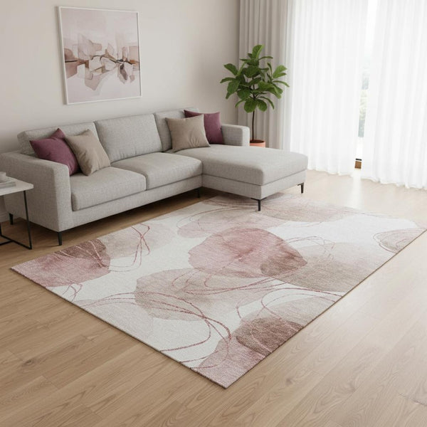 HomeRoots 9' X 12' Merlot & Ivory Abstract Area Rug - Washable, UV Protected, Durable, Perfect for High-Traffic Spaces 648435