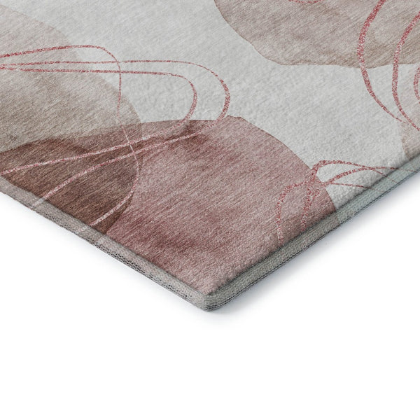 HomeRoots 9' X 12' Merlot & Ivory Abstract Area Rug - Washable, UV Protected, Durable, Perfect for High-Traffic Spaces 648435