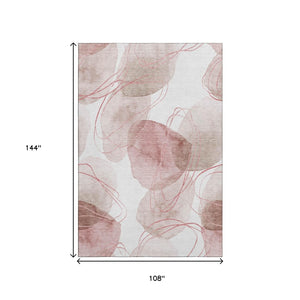 HomeRoots 9' X 12' Merlot & Ivory Abstract Area Rug - Washable, UV Protected, Durable, Perfect for High-Traffic Spaces 648435