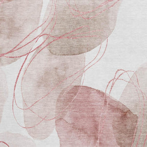 HomeRoots 10' X 14' Merlot & Ivory Abstract Area Rug - Durable, Stain-Resistant, UV Protected for Modern Spaces 648436