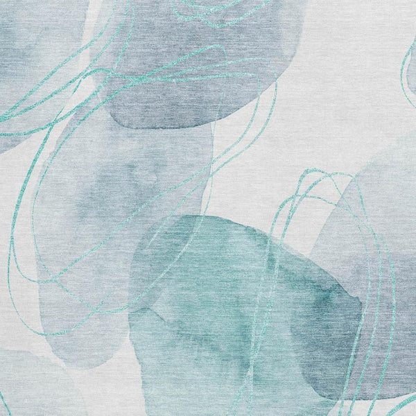 HomeRoots 10' X 14' Teal And Ivory Abstract Area Rug – Washable, Stain-Resistant, UV Protected for Family Spaces 648442