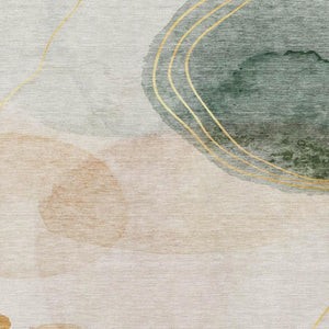 HomeRoots 5' x 8' Beige Copper Taupe Abstract Area Rug - Stylish, Washable, UV-Protected for Family Spaces 648444