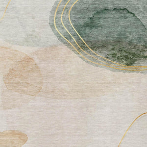 HomeRoots 5' x 8' Beige Copper Taupe Abstract Area Rug - Stylish, Washable, UV-Protected for Family Spaces 648444