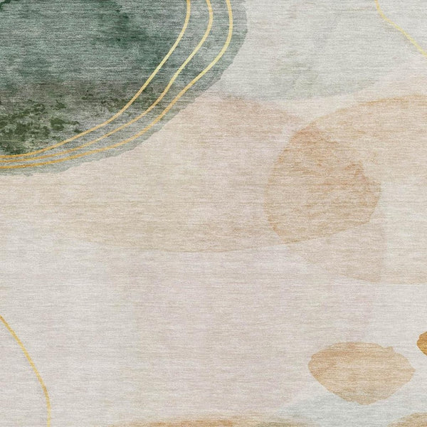 HomeRoots 5' x 8' Beige Copper Taupe Abstract Area Rug - Stylish, Washable, UV-Protected for Family Spaces 648444