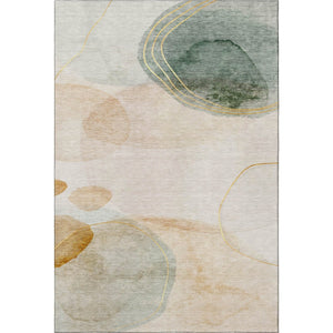 HomeRoots 5' x 8' Beige Copper Taupe Abstract Area Rug - Stylish, Washable, UV-Protected for Family Spaces 648444
