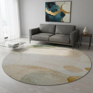 HomeRoots 8' Stylish Beige Copper Taupe Washable Round Rug - UV Protected, Stain Resistant for Modern Homes 648445