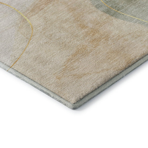 HomeRoots 8' Stylish Beige Copper Taupe Washable Round Rug - UV Protected, Stain Resistant for Modern Homes 648445