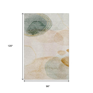 HomeRoots 8' X 10' Washable Beige, Copper & Taupe Abstract Area Rug - UV Protected, Stain Resistant, Stylish Comfort 648446