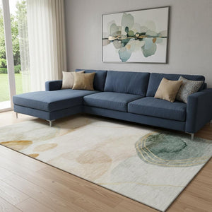 HomeRoots 8' X 10' Washable Beige, Copper & Taupe Abstract Area Rug - UV Protected, Stain Resistant, Stylish Comfort 648446