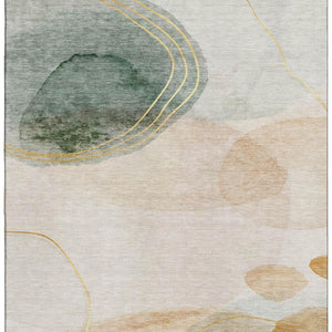 HomeRoots 8' X 10' Washable Beige, Copper & Taupe Abstract Area Rug - UV Protected, Stain Resistant, Stylish Comfort 648446
