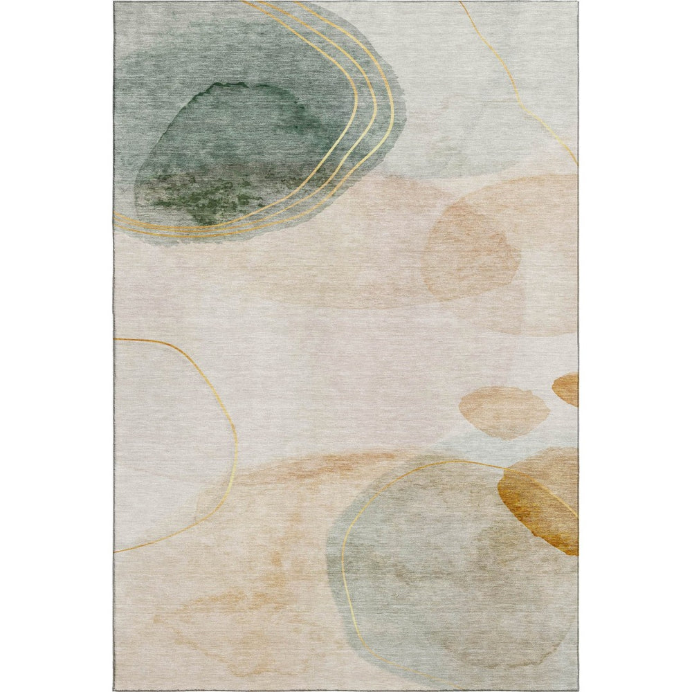 HomeRoots 10' X 14' Durable Beige Copper Taupe Abstract Area Rug - Washable, UV Protected, Ideal for Homes 648448
