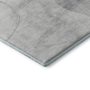 HomeRoots 8' Gray And Ivory Abstract Round Rug – Washable, UV Protected, Stylish & Durable for Busy Homes 648451