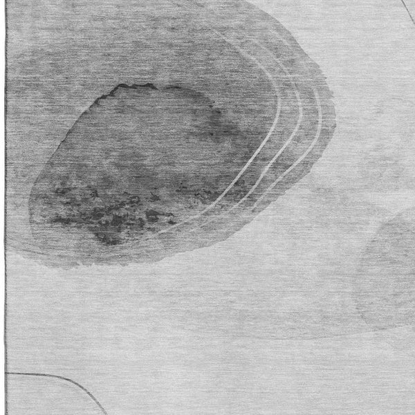 HomeRoots 9' X 12' Stylish Gray and Ivory Abstract Washable Area Rug - Stain Resistant, UV Protected, Durable Design 648453