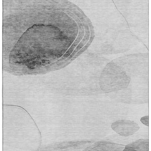 HomeRoots 9' X 12' Stylish Gray and Ivory Abstract Washable Area Rug - Stain Resistant, UV Protected, Durable Design 648453