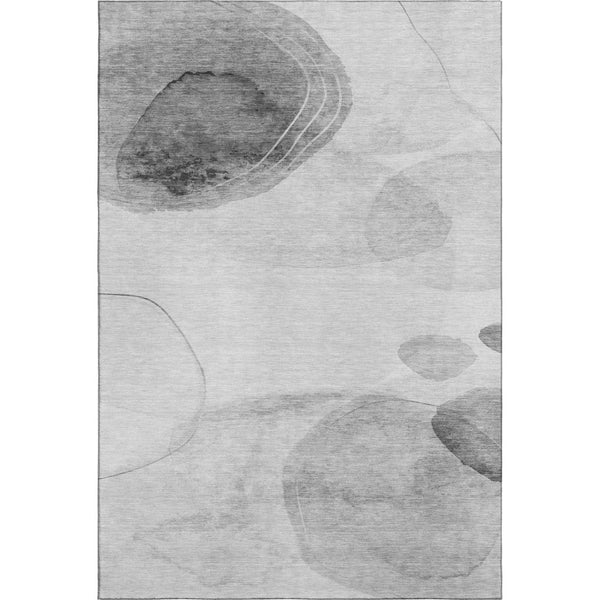 HomeRoots 10' Modern Gray & Ivory Abstract Washable Area Rug with UV Protection - Durable, Stylish, Easy Care! 648454