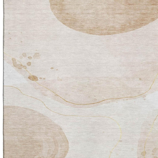 HomeRoots 8' X 10' Abstract Washable Area Rug in Beige, Ivory & Teal – UV Protected, Durable & Stylish Design 648458
