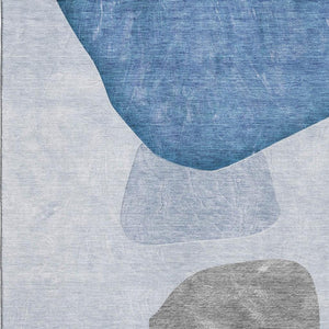 HomeRoots 8' X 10' Blue and Gray Abstract Area Rug - Washable, UV Protected, Ideal for Homes with Kids & Pets 648464