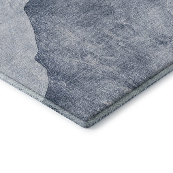 HomeRoots 9' X 12' Stylish Blue and Gray Abstract Area Rug – Washable, Stain Resistant, UV Protected Design 648465