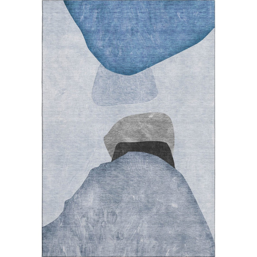 HomeRoots 10' Blue & Gray Abstract Washable Area Rug – Stylish, Durable, UV-Resistant for High-Traffic Spaces 648466