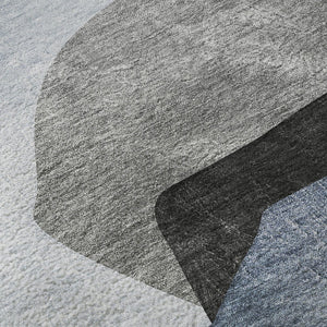 HomeRoots 10' Blue & Gray Abstract Washable Area Rug – Stylish, Durable, UV-Resistant for High-Traffic Spaces 648466