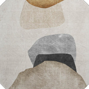 HomeRoots 8' Brown And Gray Abstract Round Rug – Washable, UV-Protected, Stain-Resistant for Busy Homes! 648469