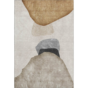 HomeRoots 8' X 10' Stylish Brown and Gray Abstract Washable Area Rug with UV Protection for Family Living Spaces 648470