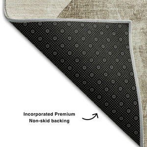 HomeRoots 8' X 10' Stylish Brown and Gray Abstract Washable Area Rug with UV Protection for Family Living Spaces 648470