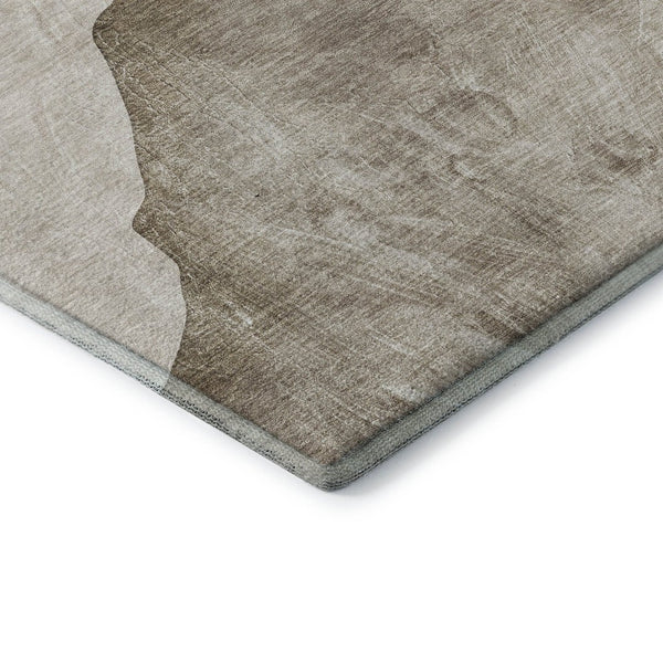 HomeRoots 8' X 10' Stylish Brown and Gray Abstract Washable Area Rug with UV Protection for Family Living Spaces 648470