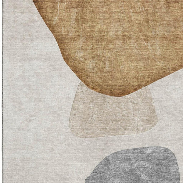 HomeRoots 9' X 12' Washable Brown & Gray Abstract Area Rug with UV Protection for High-Traffic Spaces 648471