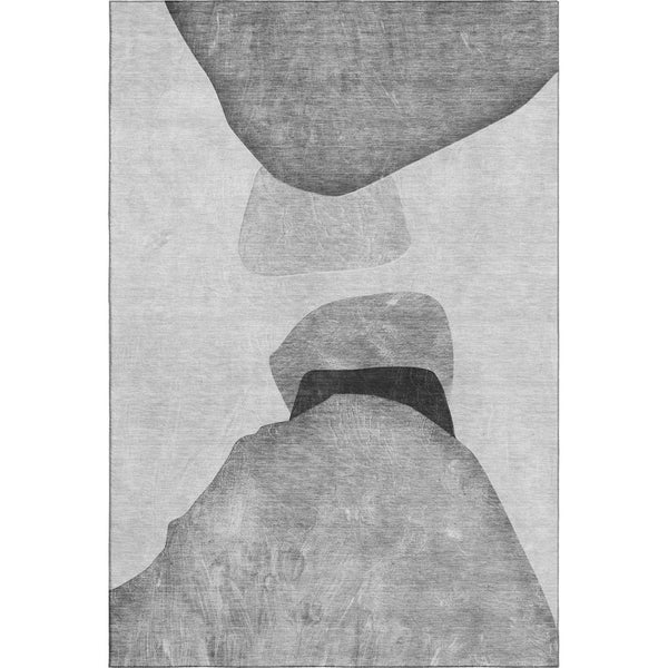 HomeRoots 9' X 12' Gray and Silver Abstract Area Rug - Washable, UV Protected, Stain Resistant, Modern Design 648477