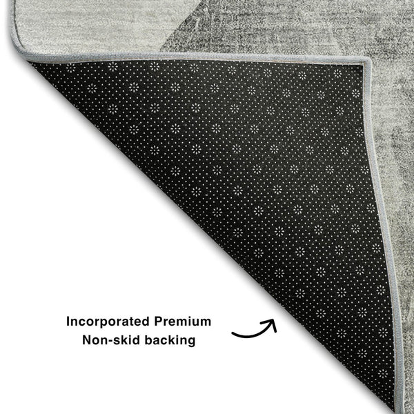 HomeRoots 9' X 12' Gray and Silver Abstract Area Rug - Washable, UV Protected, Stain Resistant, Modern Design 648477