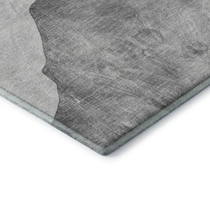 HomeRoots 9' X 12' Gray and Silver Abstract Area Rug - Washable, UV Protected, Stain Resistant, Modern Design 648477