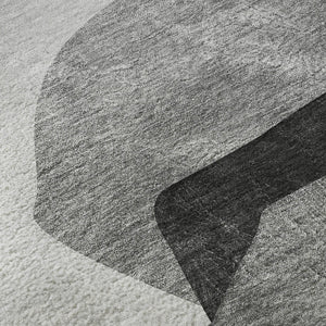 HomeRoots 10' X 14' Gray & Silver Abstract Washable Area Rug - Stylish, Durable, UV-Protected for High-Traffic Spaces 648478