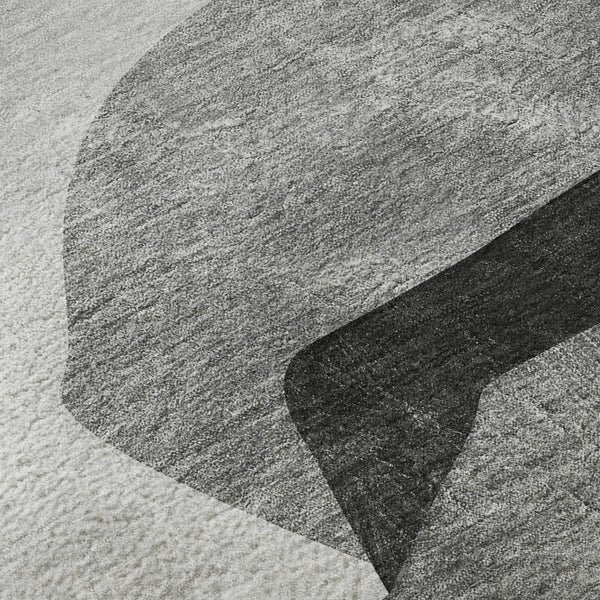 HomeRoots 10' X 14' Gray & Silver Abstract Washable Area Rug - Stylish, Durable, UV-Protected for High-Traffic Spaces 648478